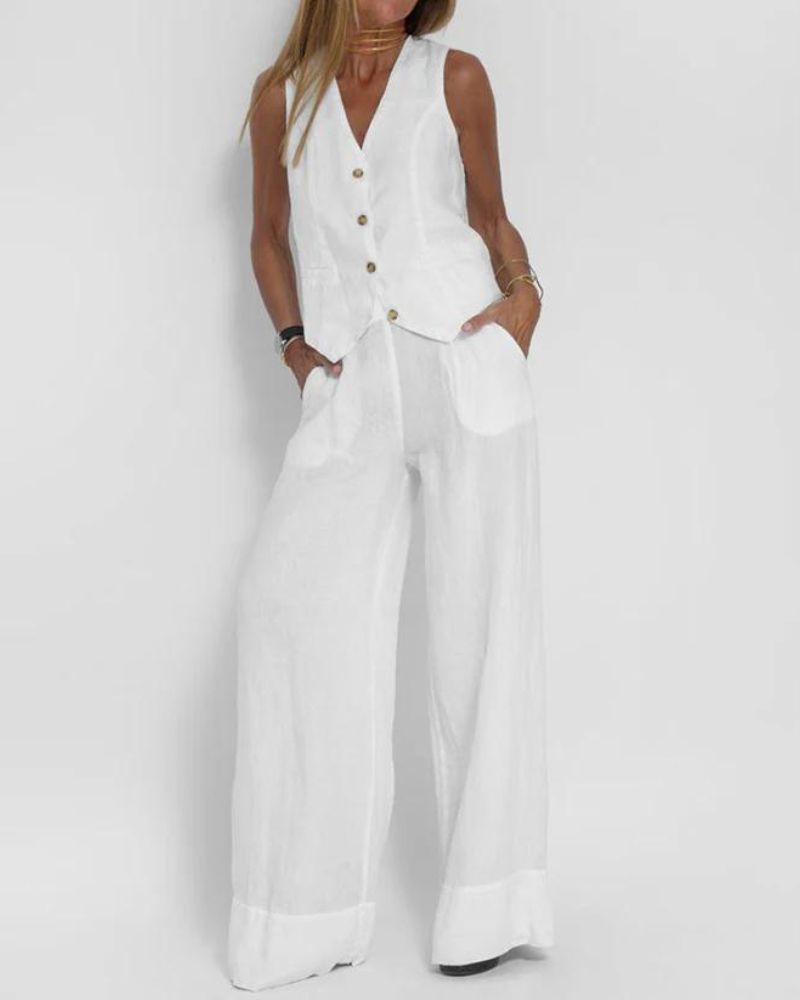 Millie™ - Chic Sleeveless Vest & Wide-Leg Pants Set