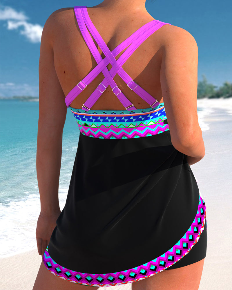 Eliza | Swimsuit with Lace-Up Closure and Striped Pattern