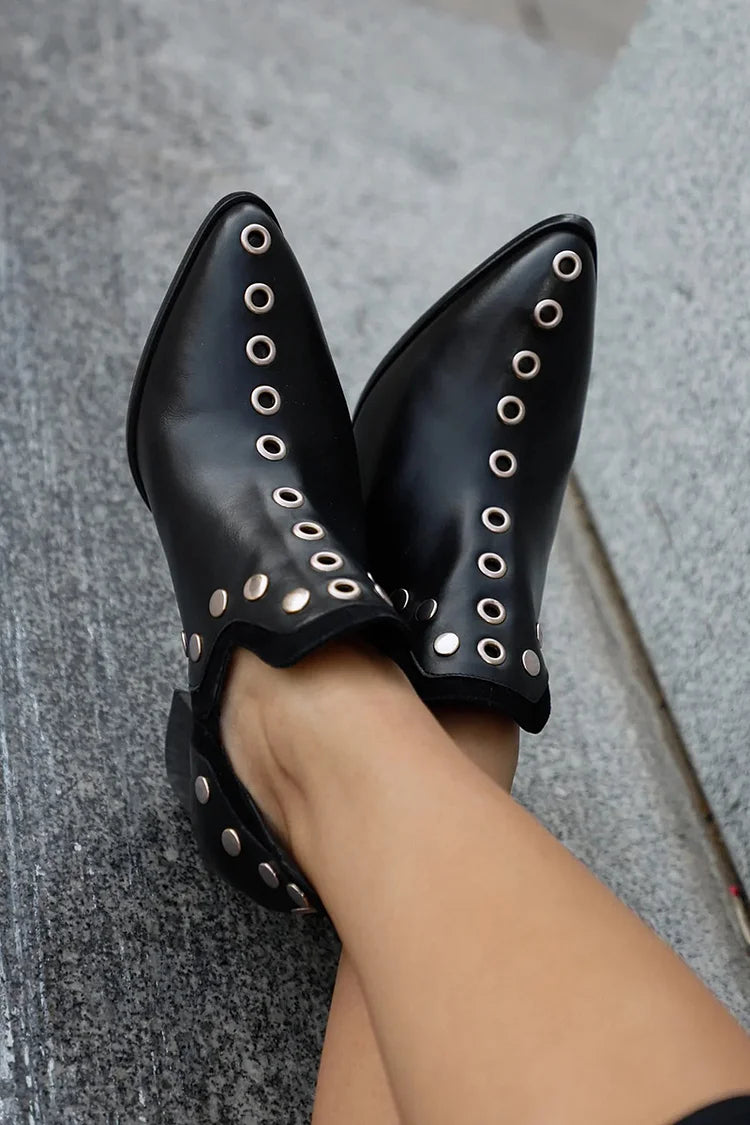 ANKLE BOOT WITH STUDS AND WIDE HEEL