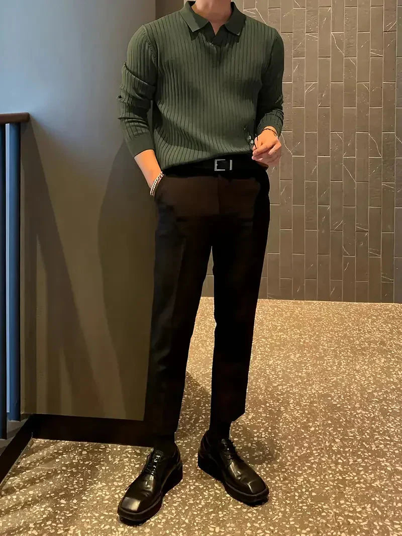 Brit & Boho™️ | Ribbed Knit Pullover Shirt