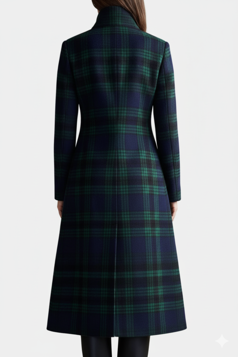 Milton | Midi Coat with Two-Tone Check Design