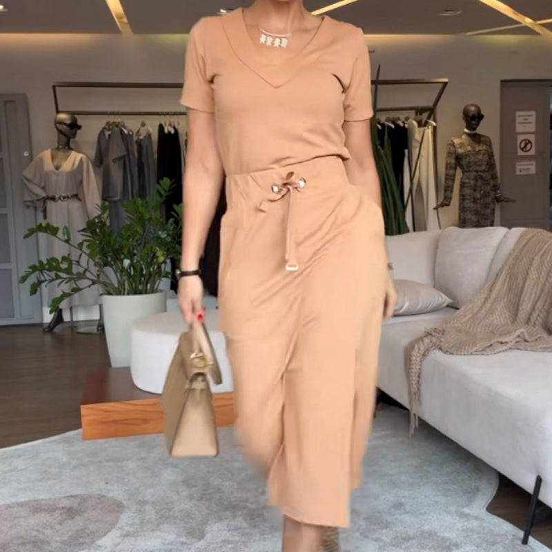 Tori™ - Stylish V-Neck Top & Skirt Set