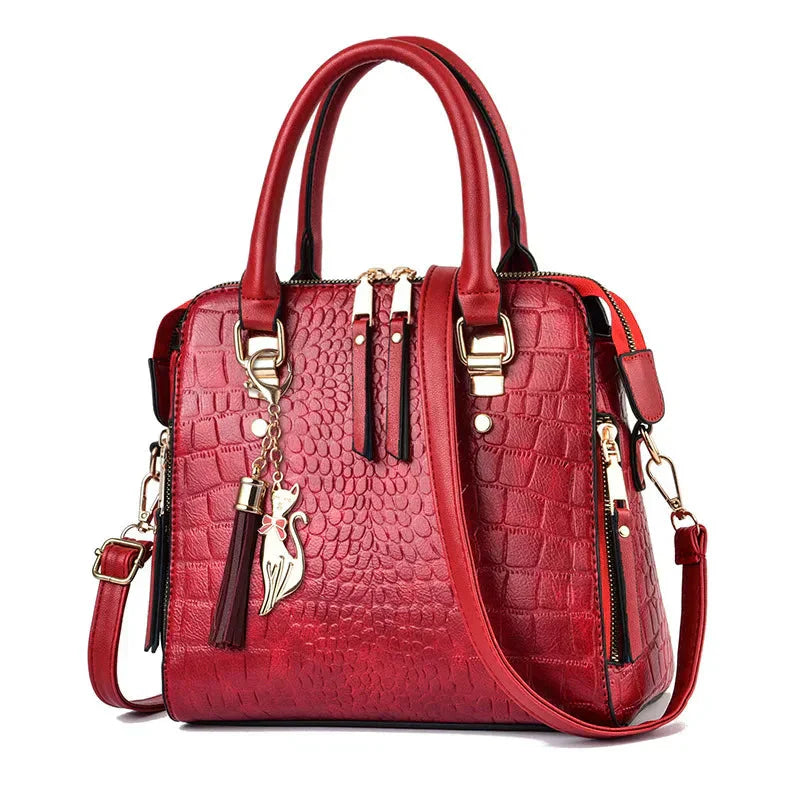 Crocodile-Embossed Leather Bag