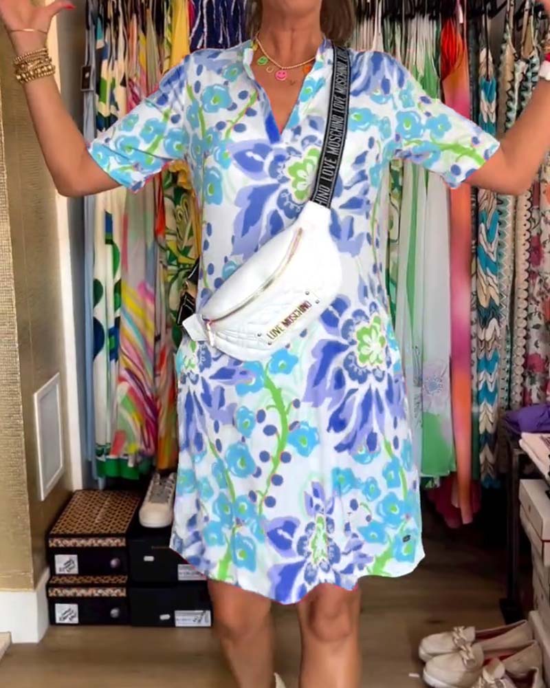 Federica™ - Dress with Short Sleeves and Floral Print