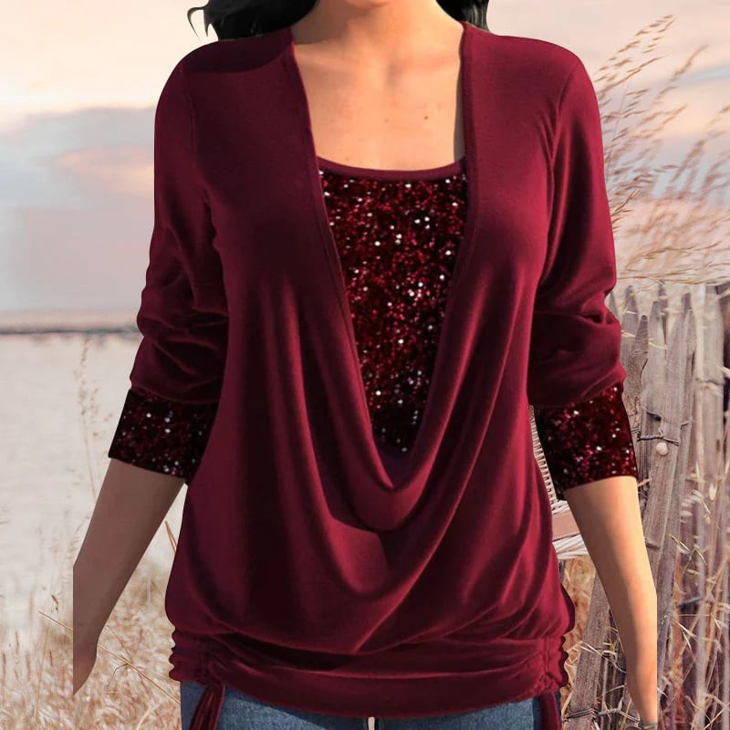 Kiara™ - Long Sleeve Sequin Shirt