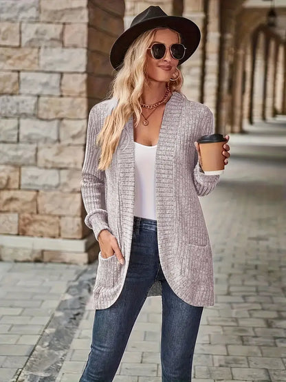 Neva™ - Elegant Ribbed Long Sleeve Cardigan