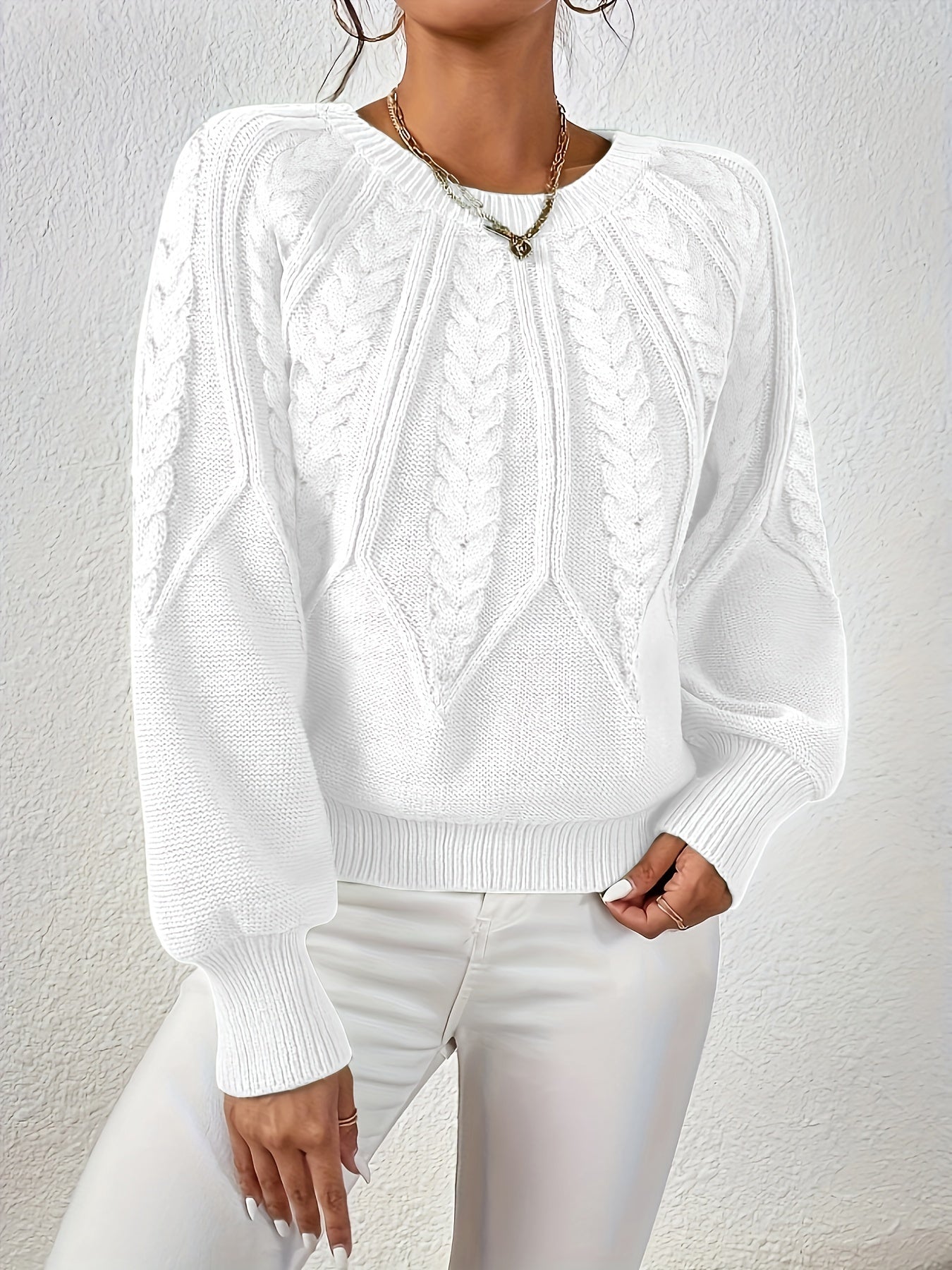 Jane™ - Elegant Long Sleeved Knit Pullover Sweater
