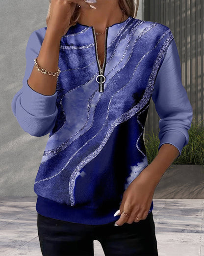 Jonah™ - Printed Vintage Half-Zip Sweatshirt