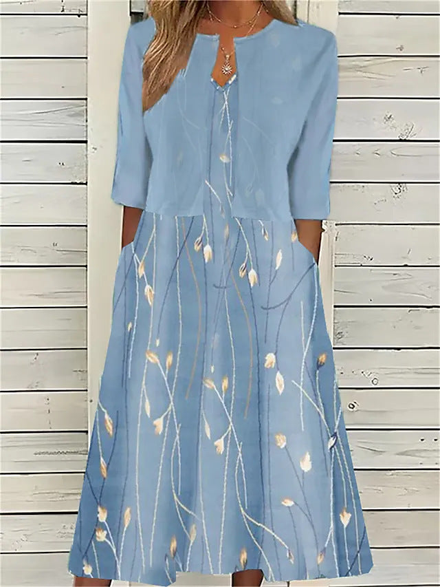 Elise™ - Floral Two-Piece Midi Dress