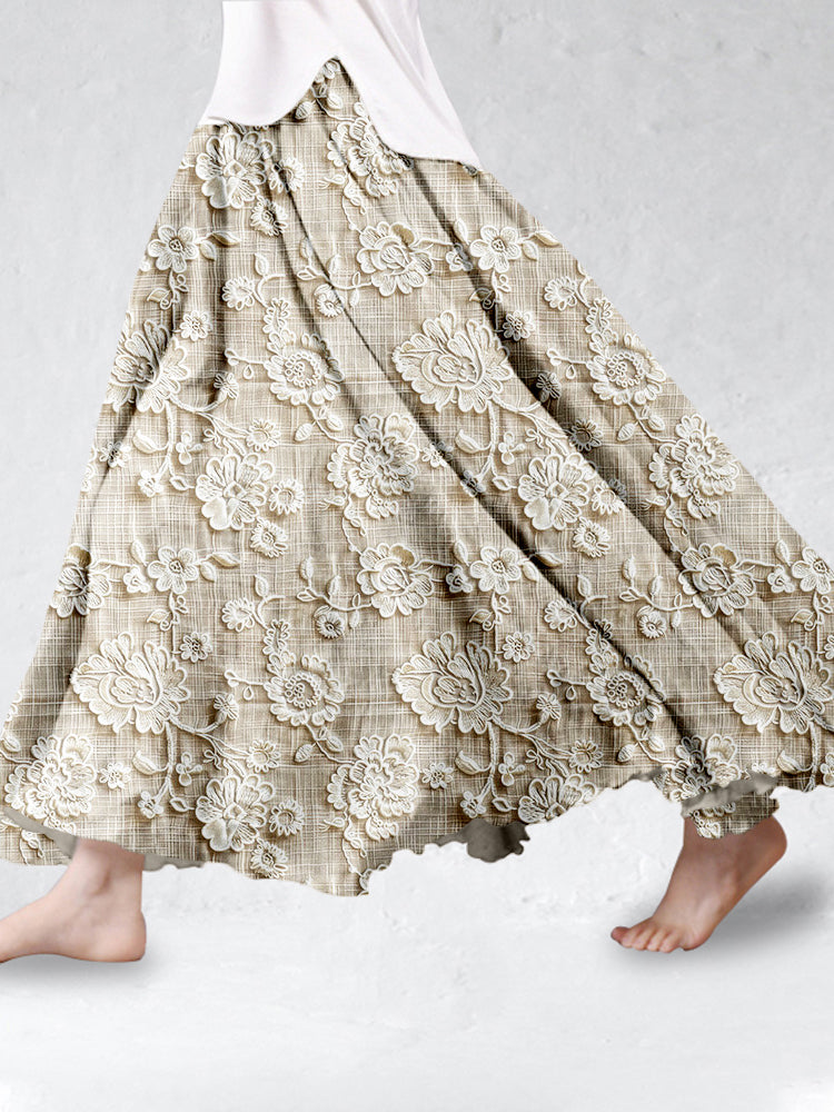 Caliane™ - Petal Lace Print Skirt