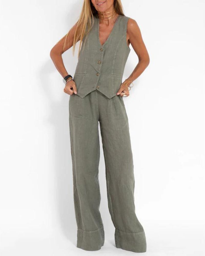 Millie™ - Chic Sleeveless Vest & Wide-Leg Pants Set