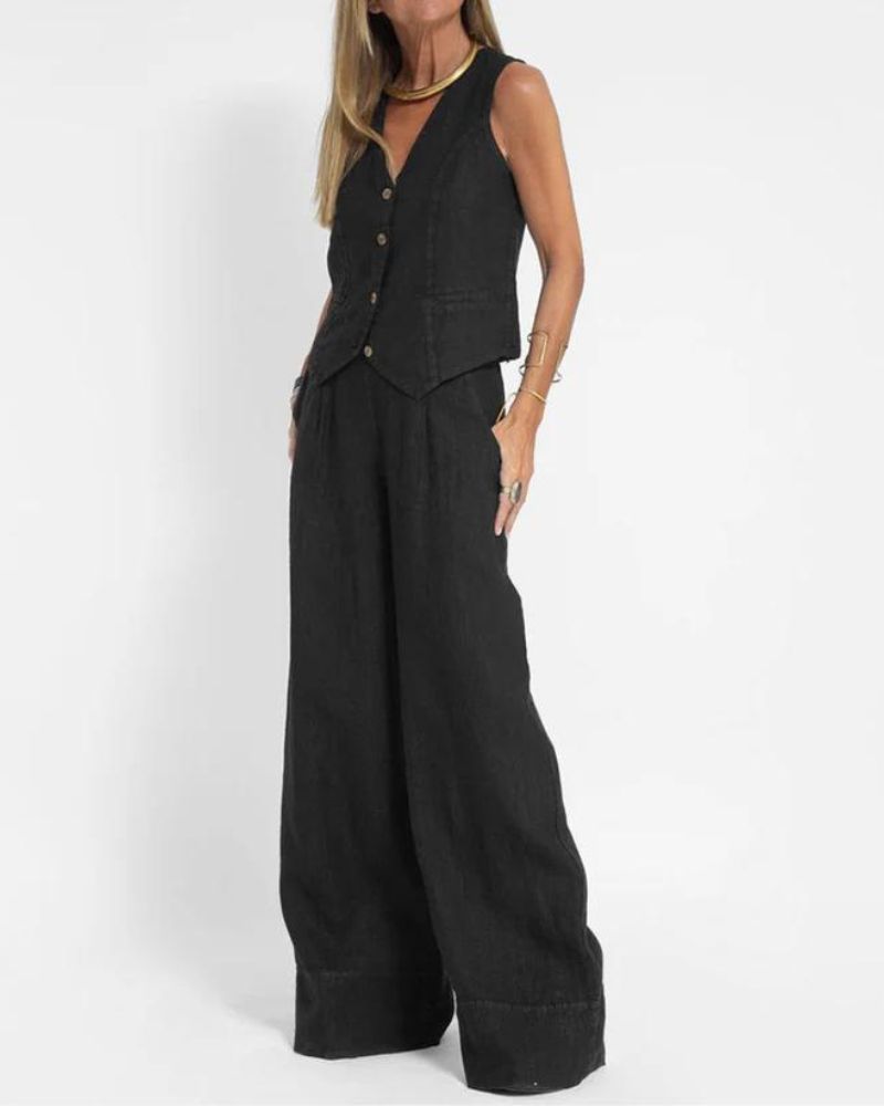 Millie™ - Chic Sleeveless Vest & Wide-Leg Pants Set