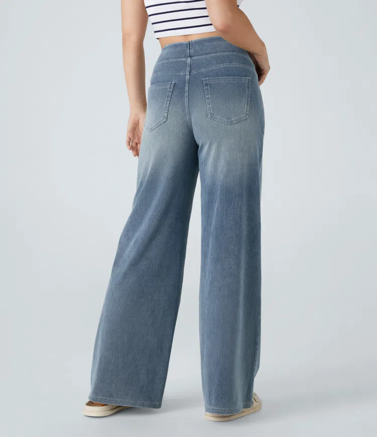 Quinn™ - High Waisted Wide Leg Jeans