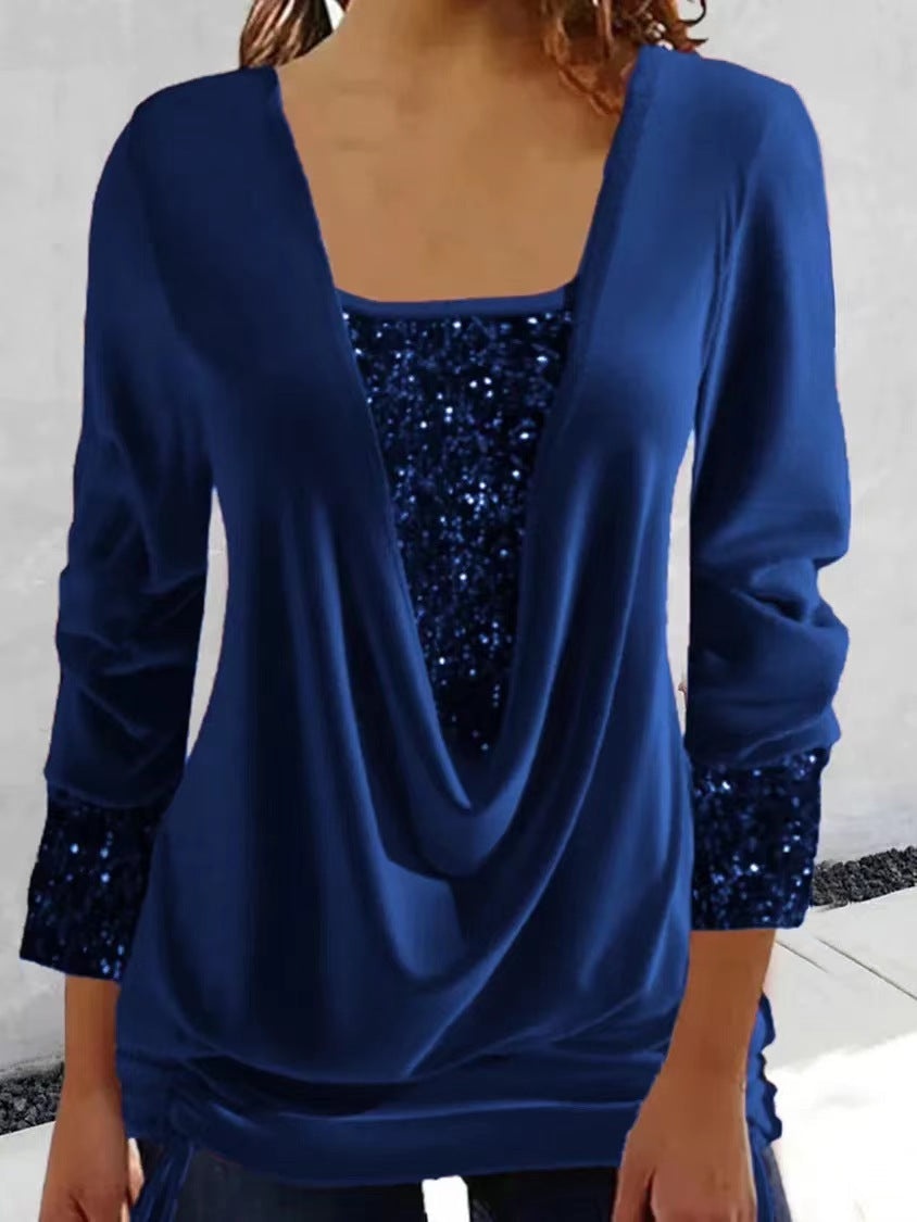 Kiara™ - Long Sleeve Sequin Shirt