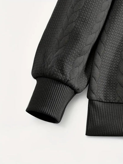 Brit & Boho™️ | Casual Jacquard Quarter-Zip Sweater