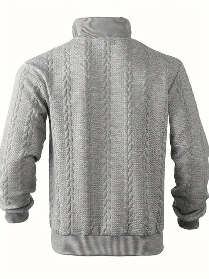 Brit & Boho™️ | Casual Jacquard Quarter-Zip Sweater