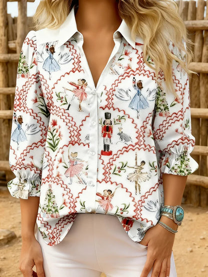 Mary™ - Christmas Nutcracker Printed Top