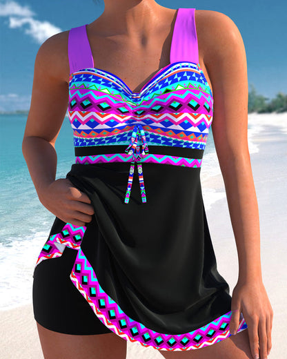Eliza | Swimsuit with Lace-Up Closure and Striped Pattern