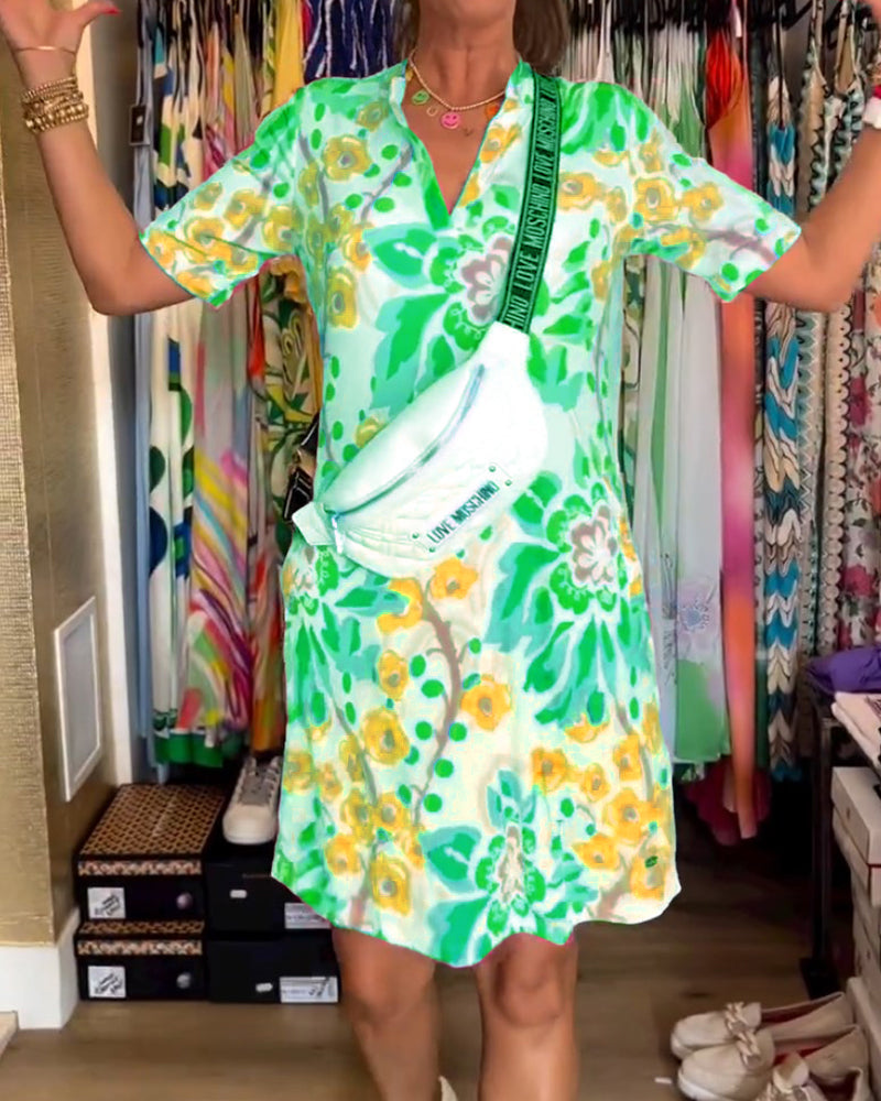 Federica™ - Dress with Short Sleeves and Floral Print
