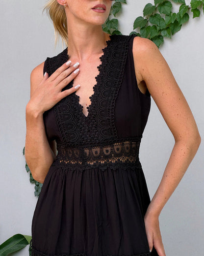 Stella™ - Comfy V-Neck Lace Tank Dress