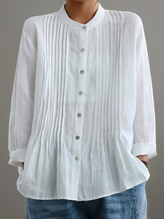 Farah™ – Casual Cotton & Linen Pleated Shirt