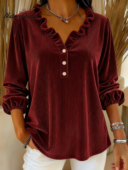 Hallie™ - Women’s Ruffle-Collared Shirt