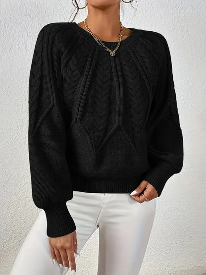 Jane™ - Elegant Long Sleeved Knit Pullover Sweater
