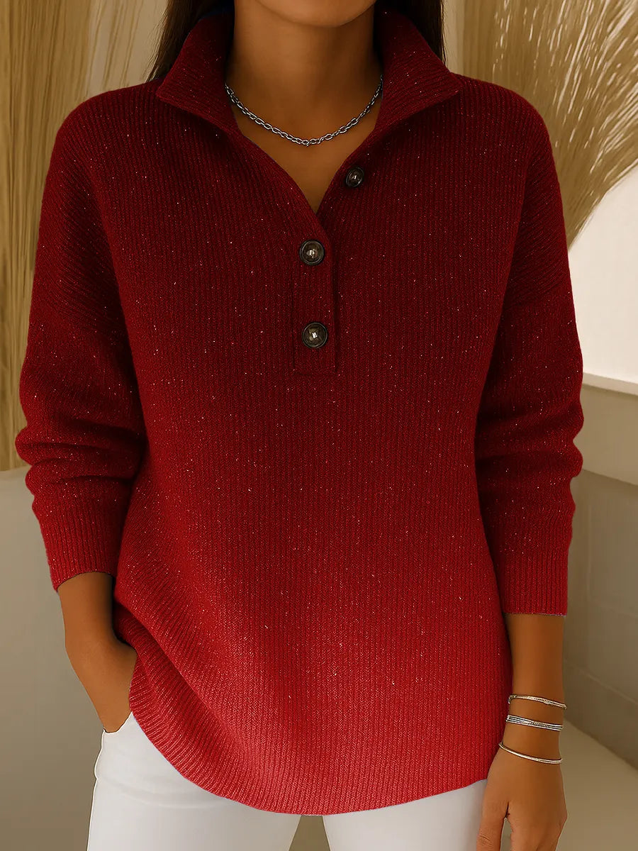 Megan™ - Women’s Gradient Sequin-Knit Collared Cardigan