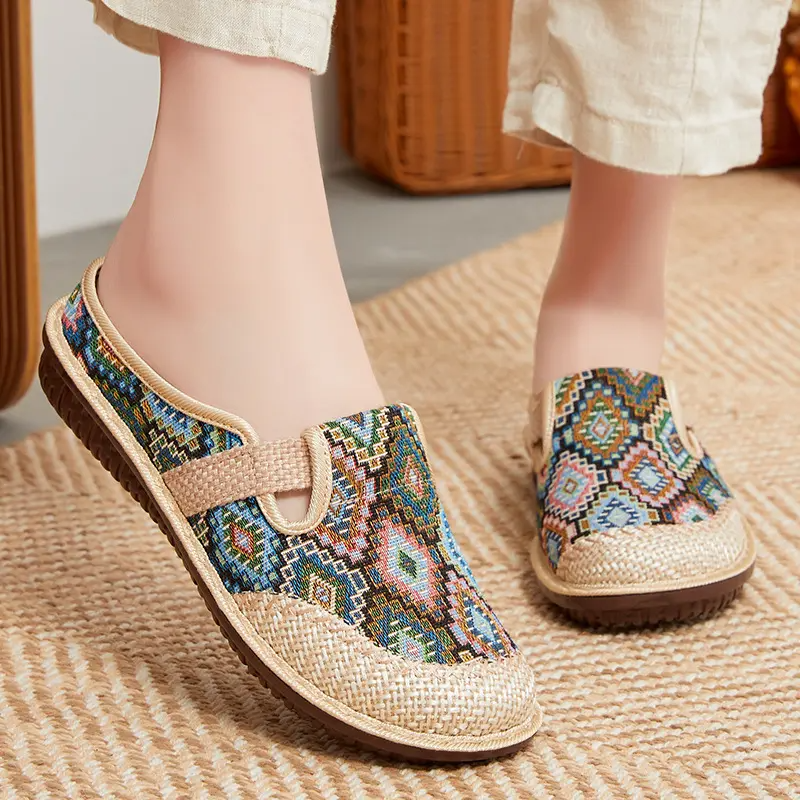 Rosie™ - Embroidered Linen Orthopedic Sandals