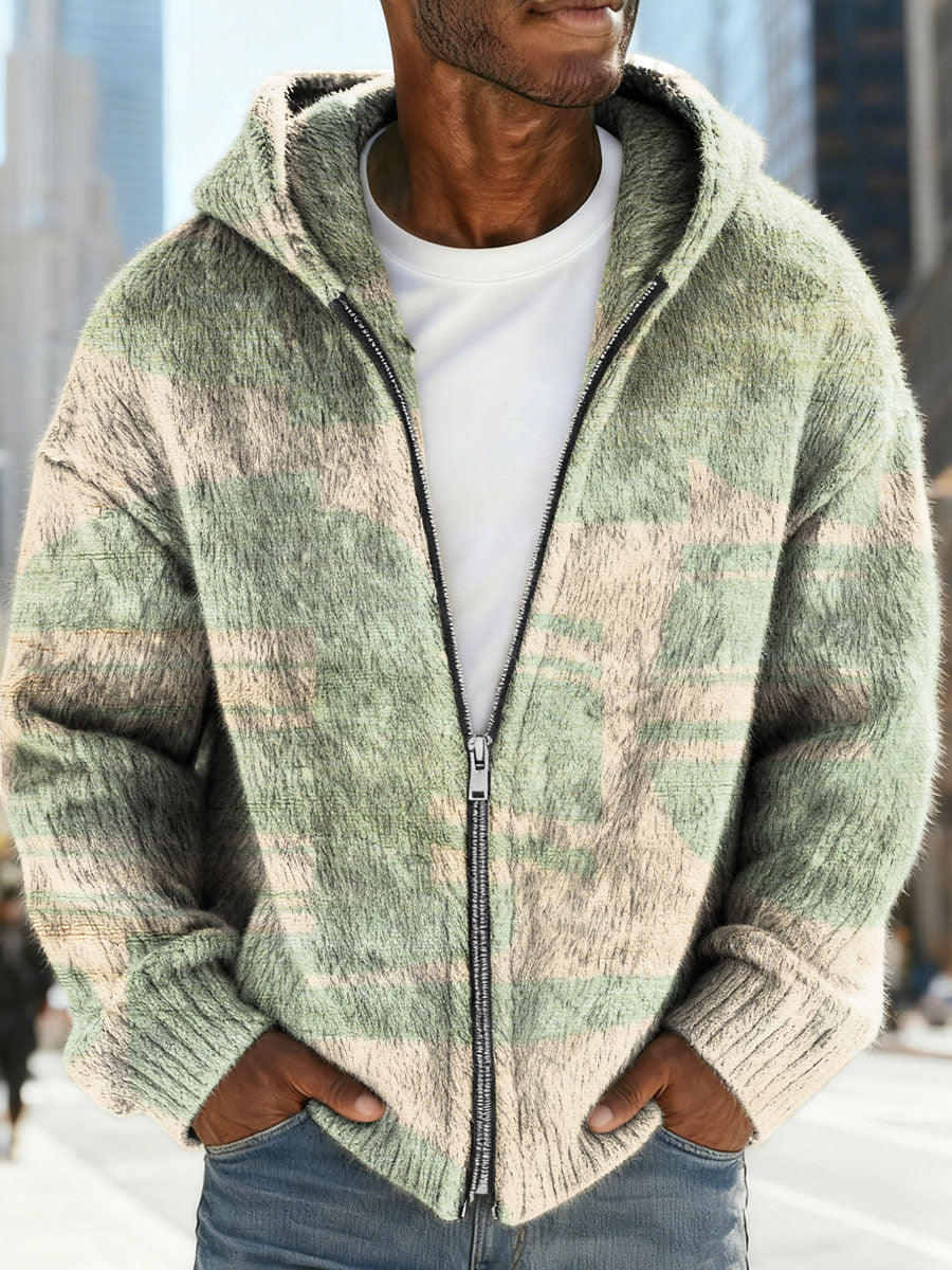 Lewis™ - Vintage Color-Block Art Zip Cardigan