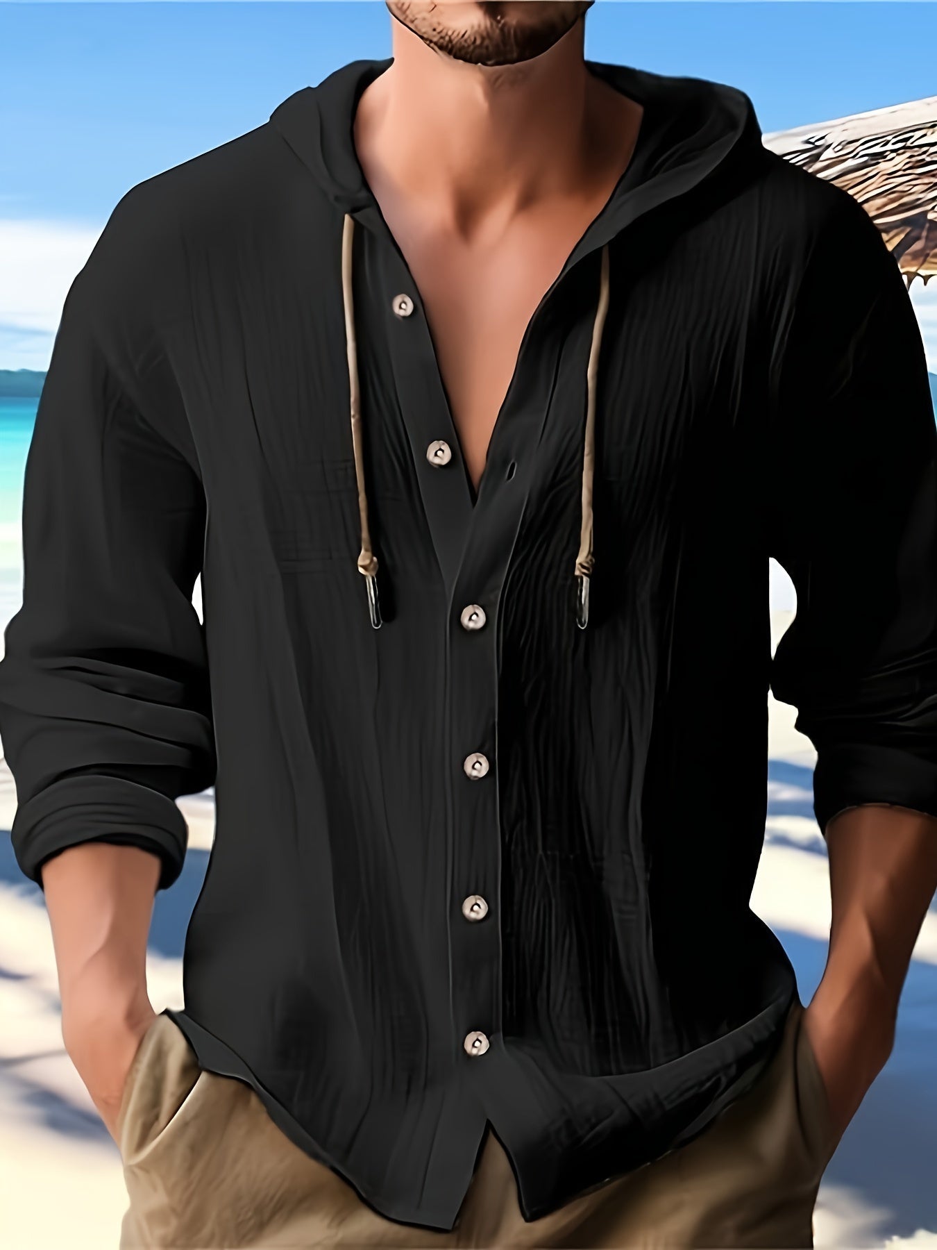Brian™ - Men's Hooded Long Sleeve Shirt