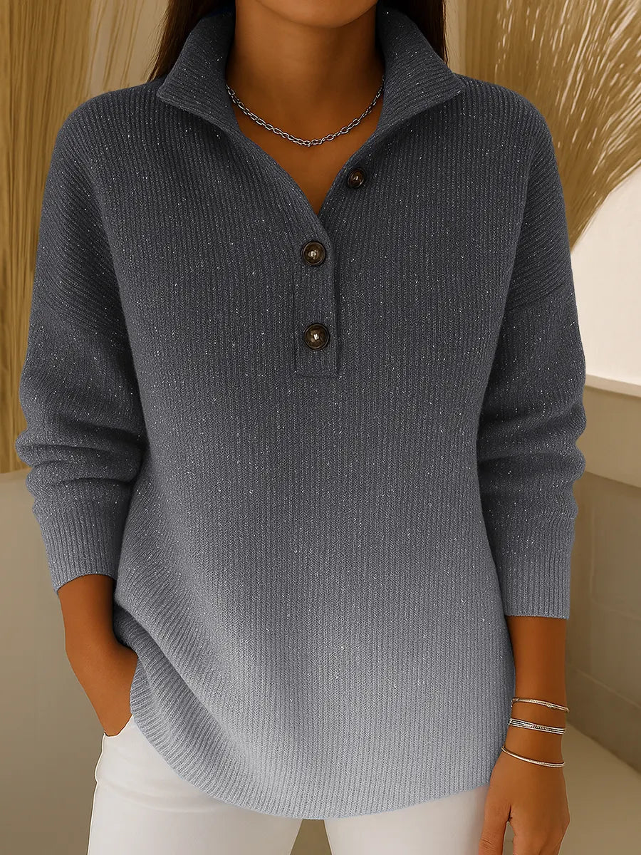 Megan™ - Women’s Gradient Sequin-Knit Collared Cardigan