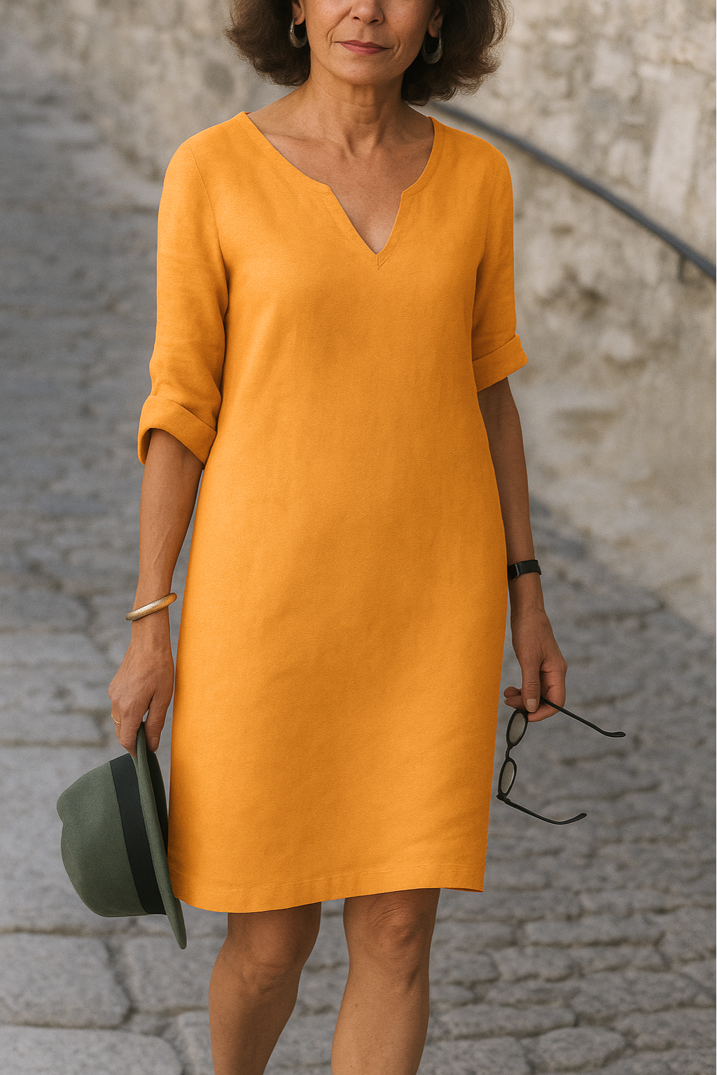 Elvy™ - Sleek V-Neck Dress
