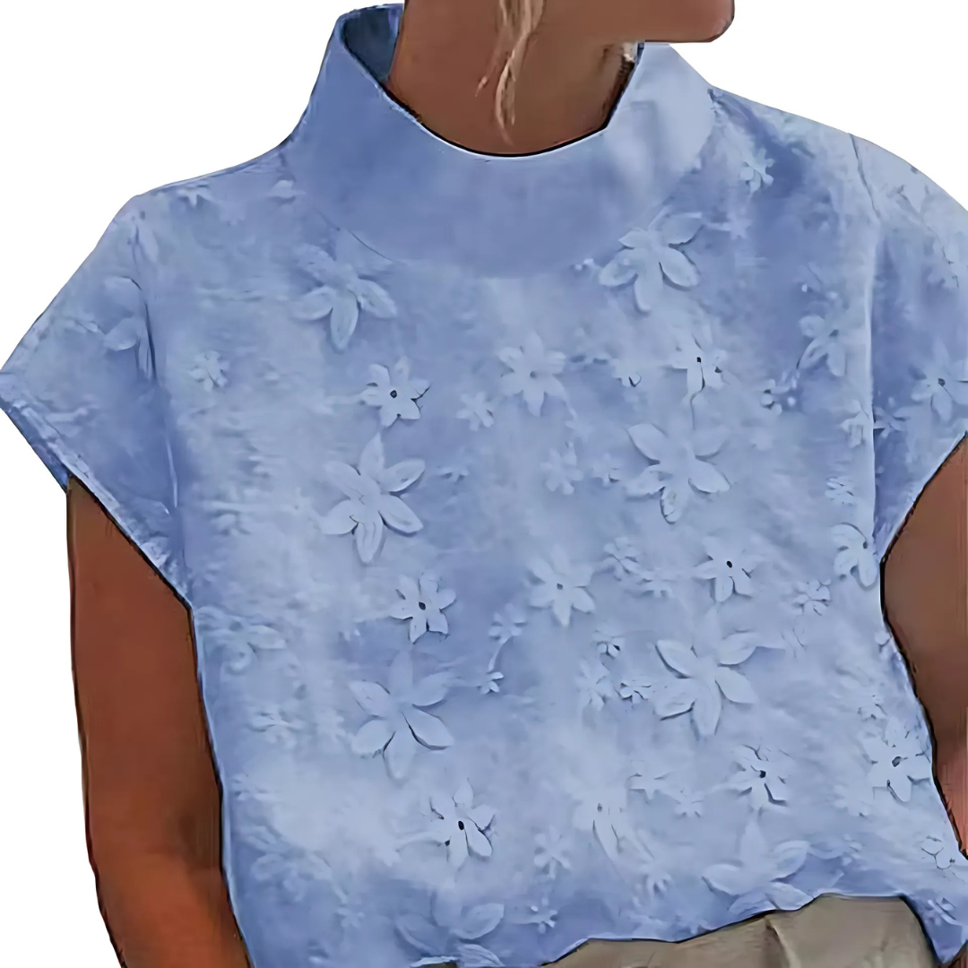 Doutzen™ - Women's Lace Trim Half-Sleeve Blouse