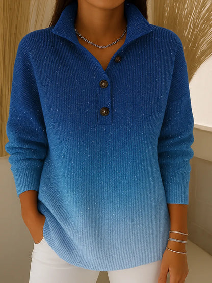 Megan™ - Women’s Gradient Sequin-Knit Collared Cardigan