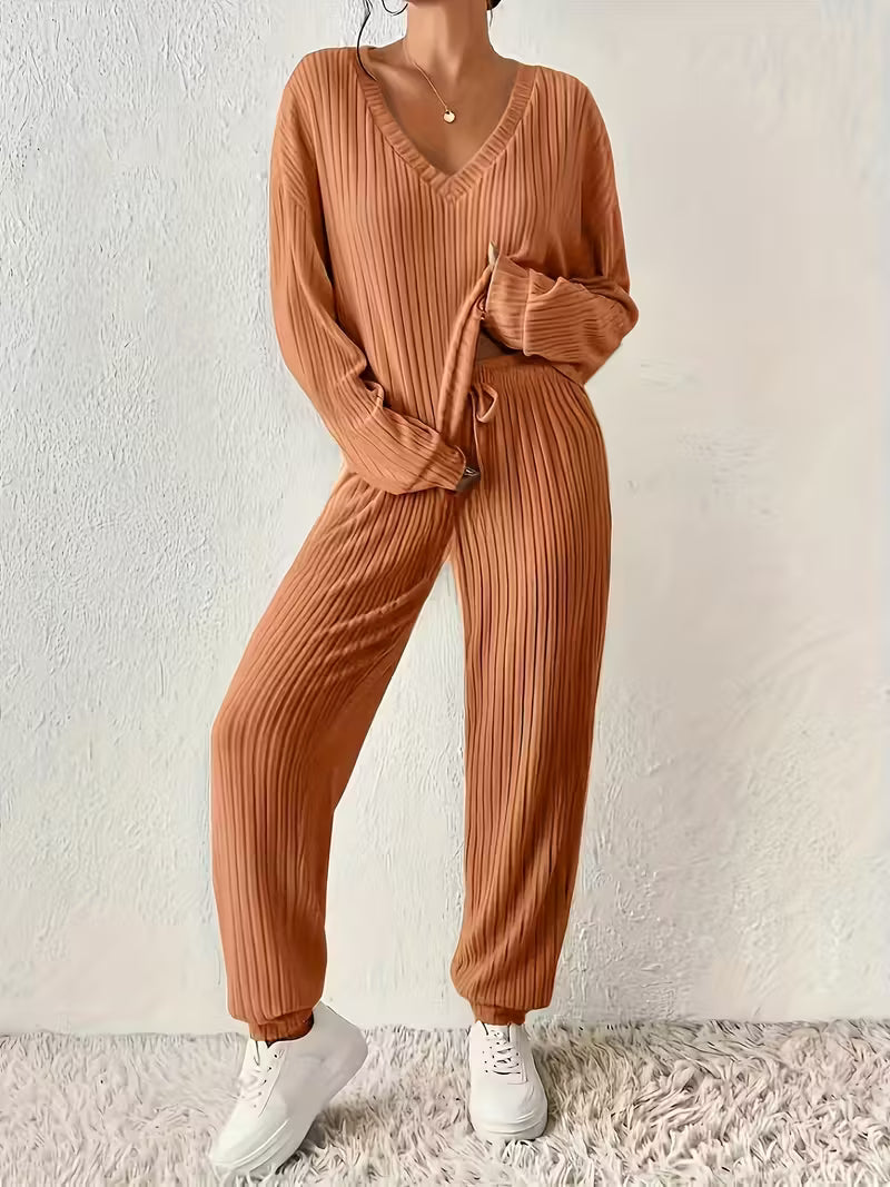 Anja™ - Cozy V-Neck Two-Piece Set