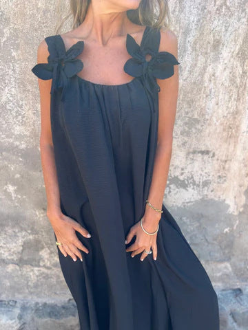 Stacey™ - Floral Dress with U-shaped Neckline