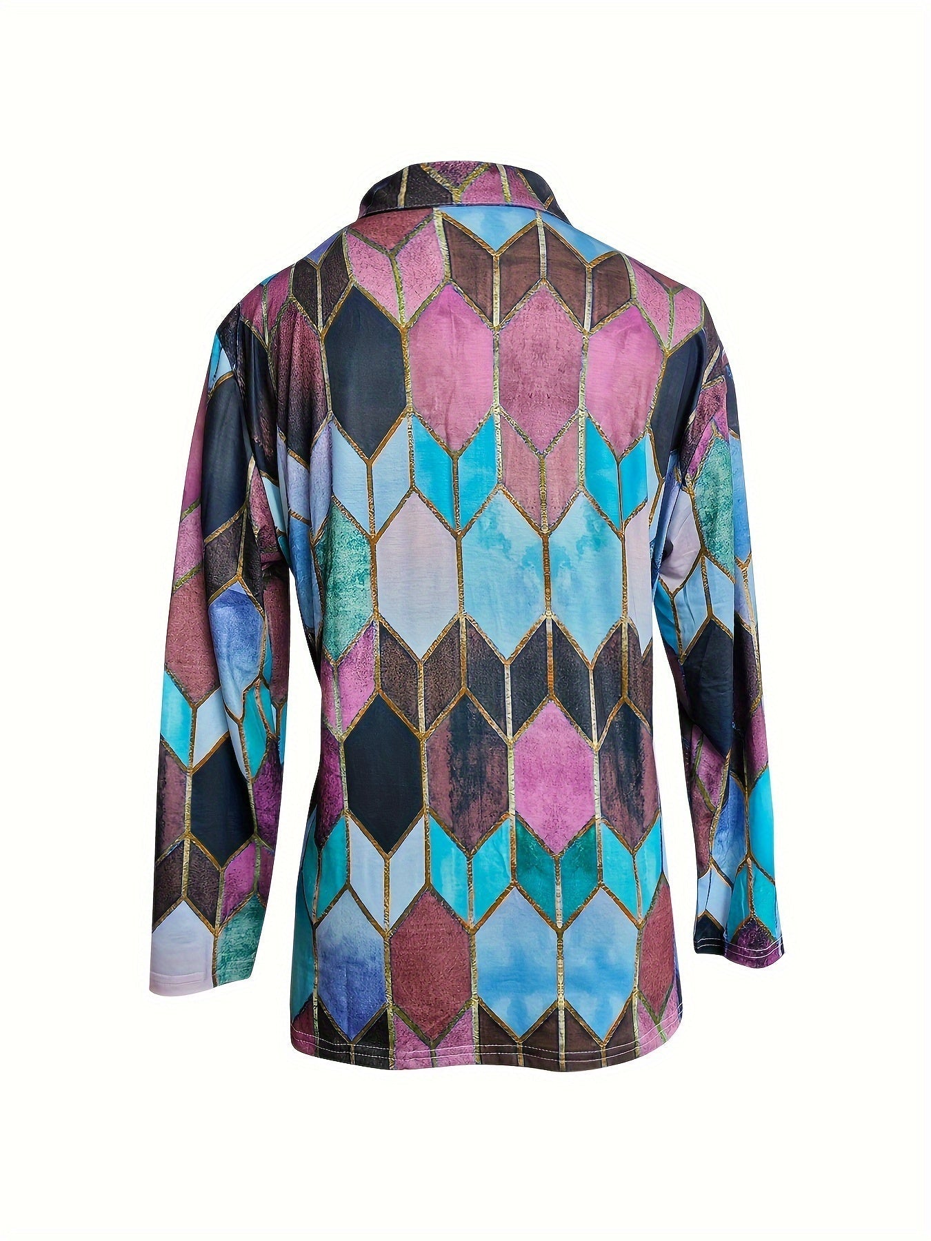 Bianca™ - Colorful Geometric Zip-Up Shirt