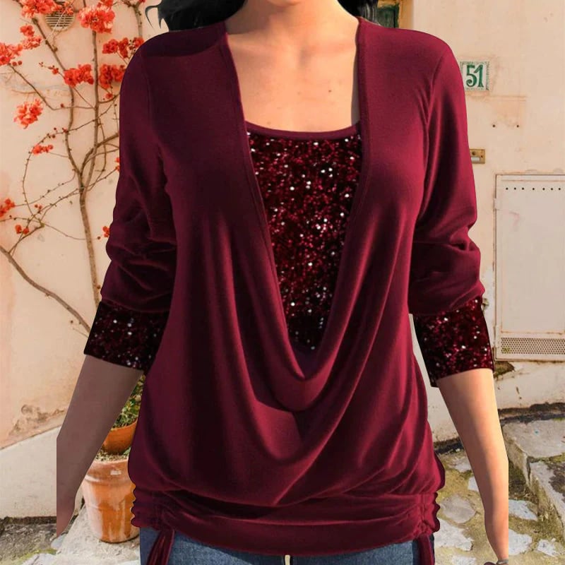 Kiara™ - Long Sleeve Sequin Shirt