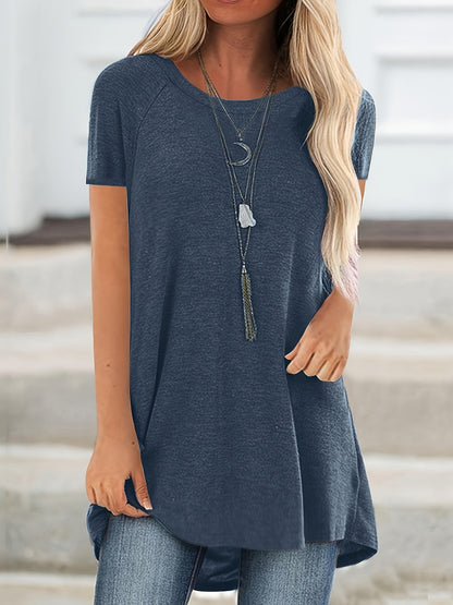 Faye™ - Casual Longline Crew Neck T-Shirt