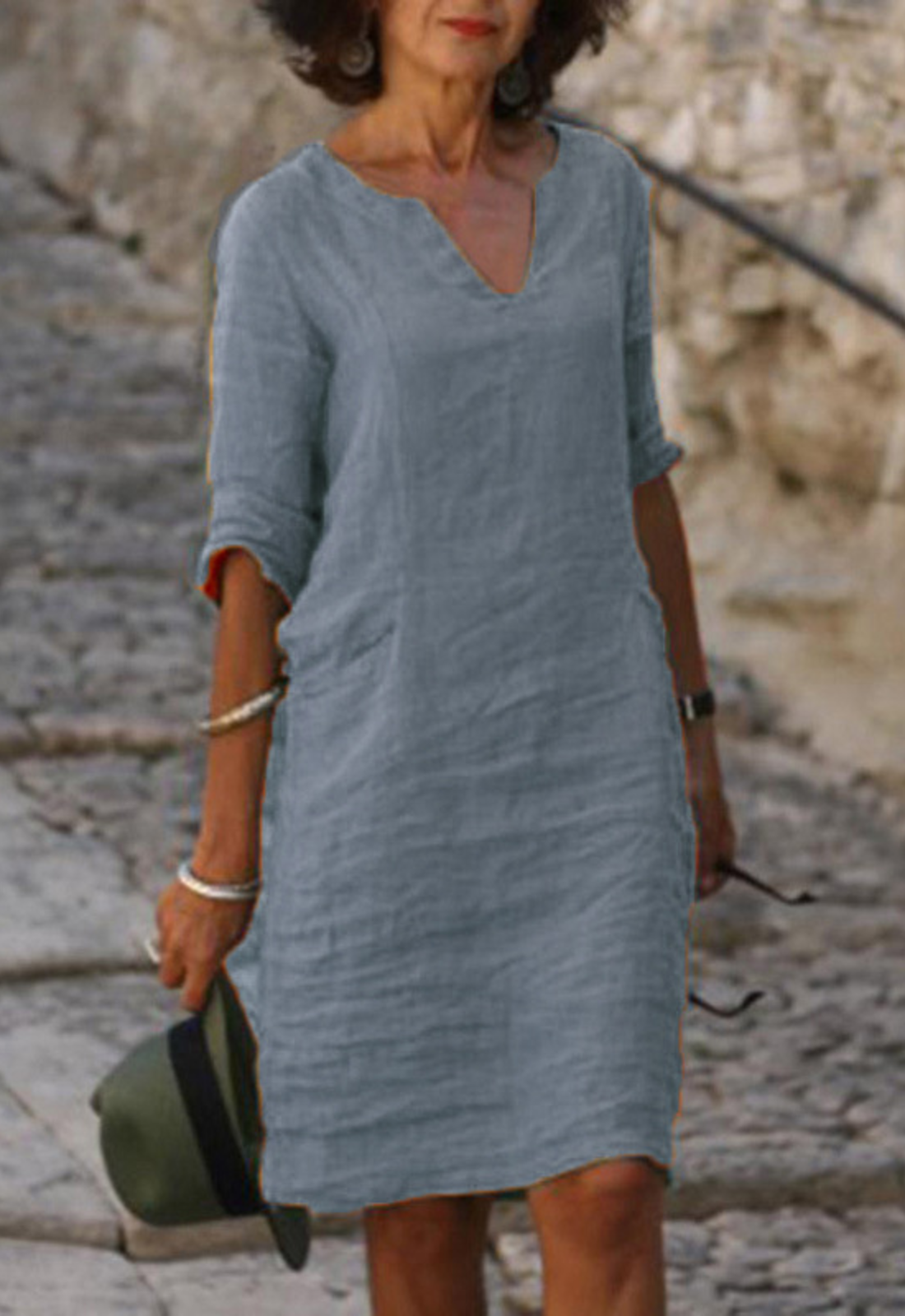 Elvy™ - Sleek V-Neck Dress