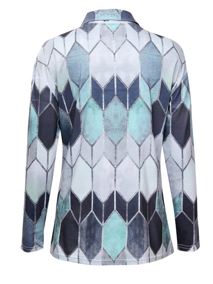 Bianca™ - Colorful Geometric Zip-Up Shirt