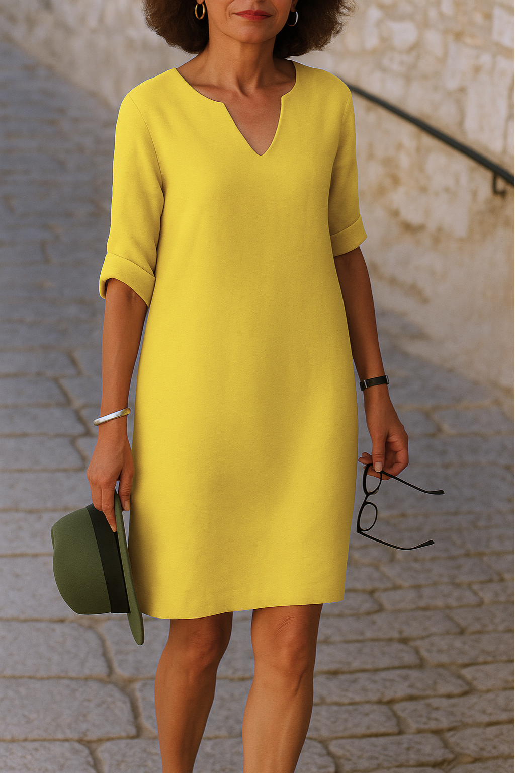 Elvy™ - Sleek V-Neck Dress