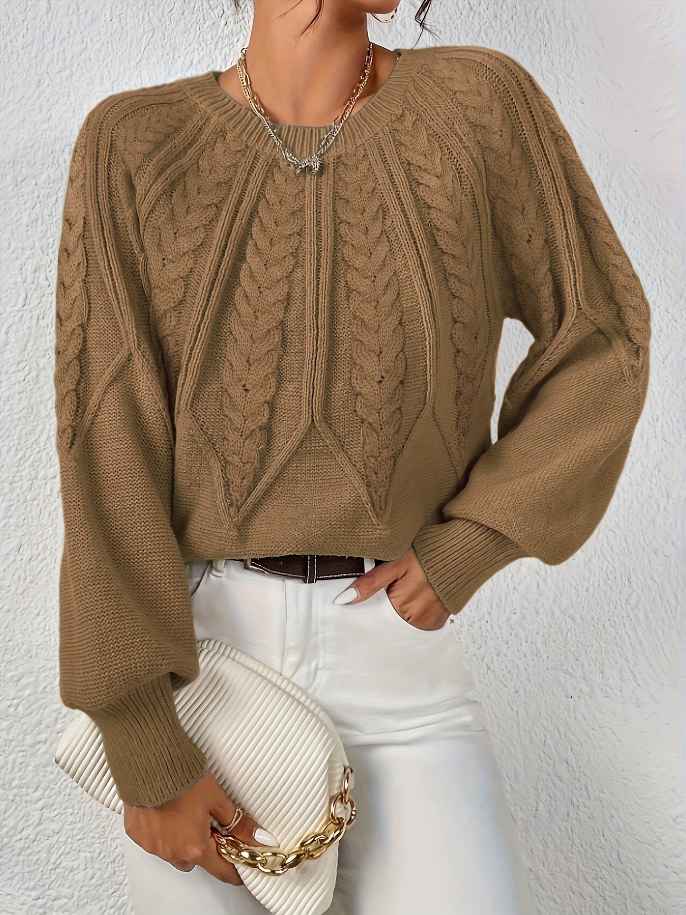 Jane™ - Elegant Long Sleeved Knit Pullover Sweater