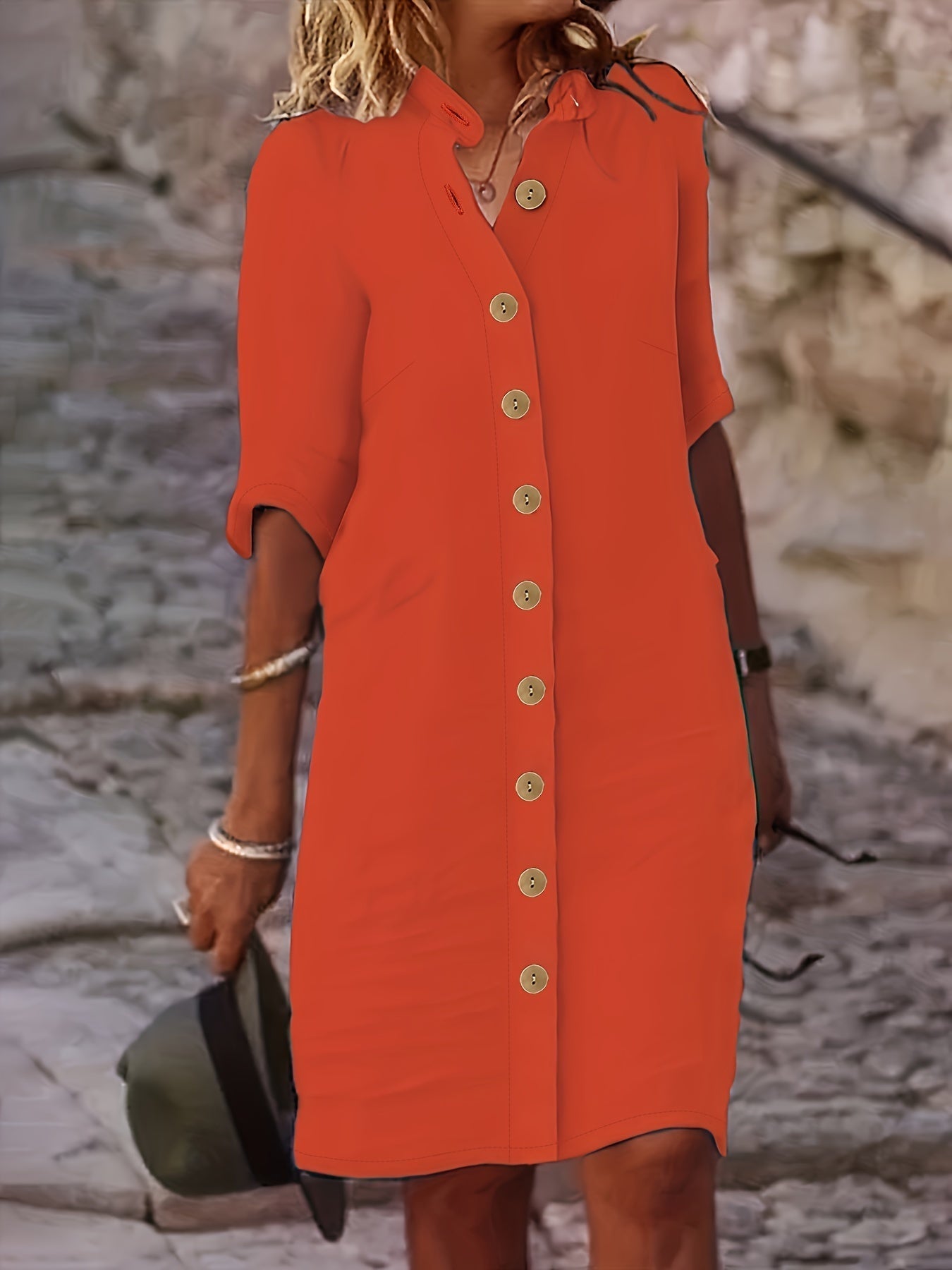 Hannah™ - Casual Dress with Button Placket