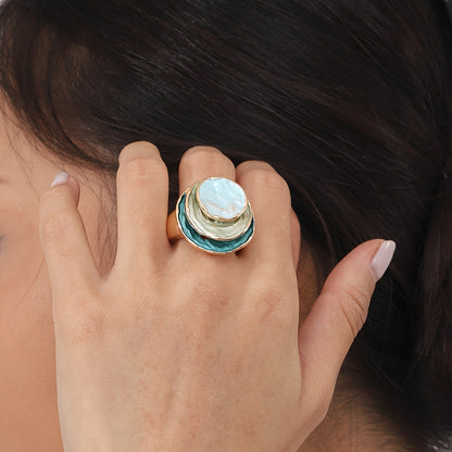 Three-Layered Boho Enamel Ring