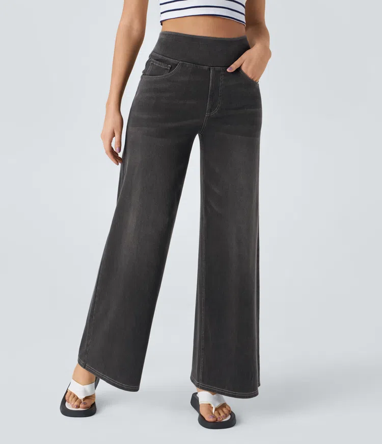 Quinn™ - High Waisted Wide Leg Jeans