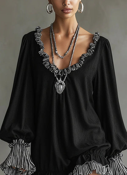 Faux Suede Mini Dress with Black Stripes and Ruffled Details