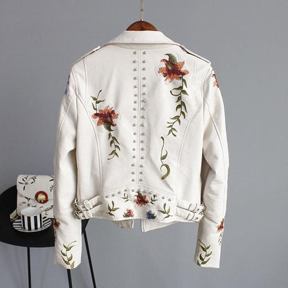 Ella™ - Stylish Embroidered Leather Jacket