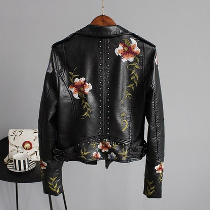 Ella™ - Stylish Embroidered Leather Jacket